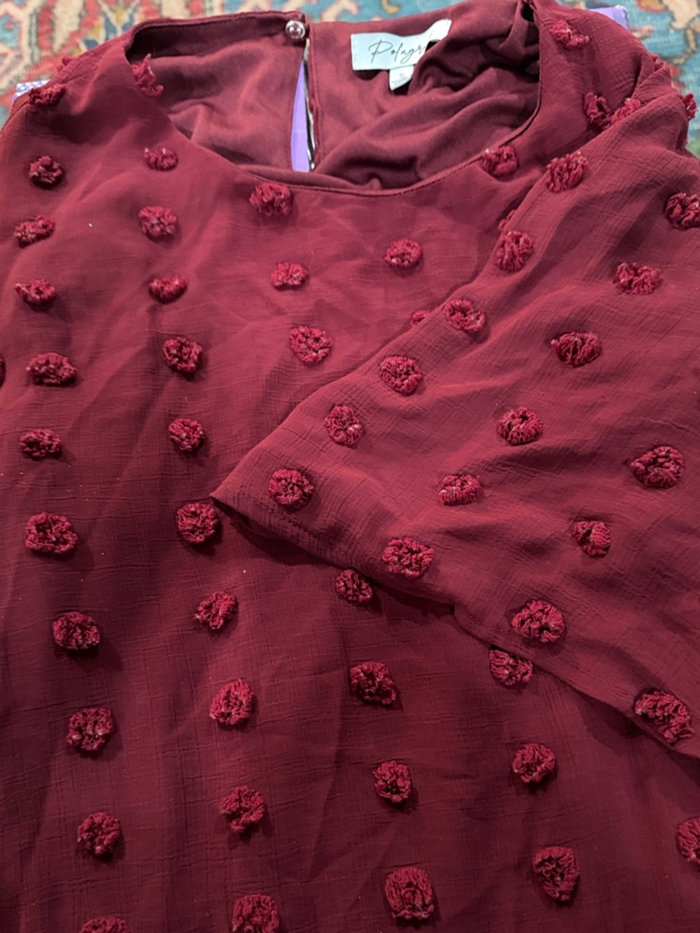 Polagram Deep Wine Textured Top